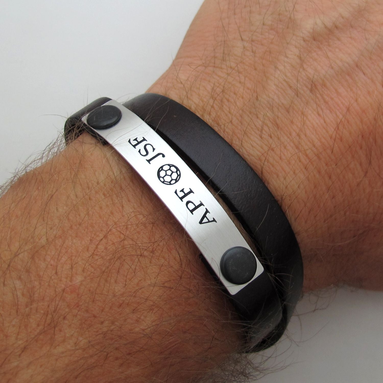 Personalised Men's Dual Leather Woven Bracelet in Black | Gifts for Him |  Treat Republic